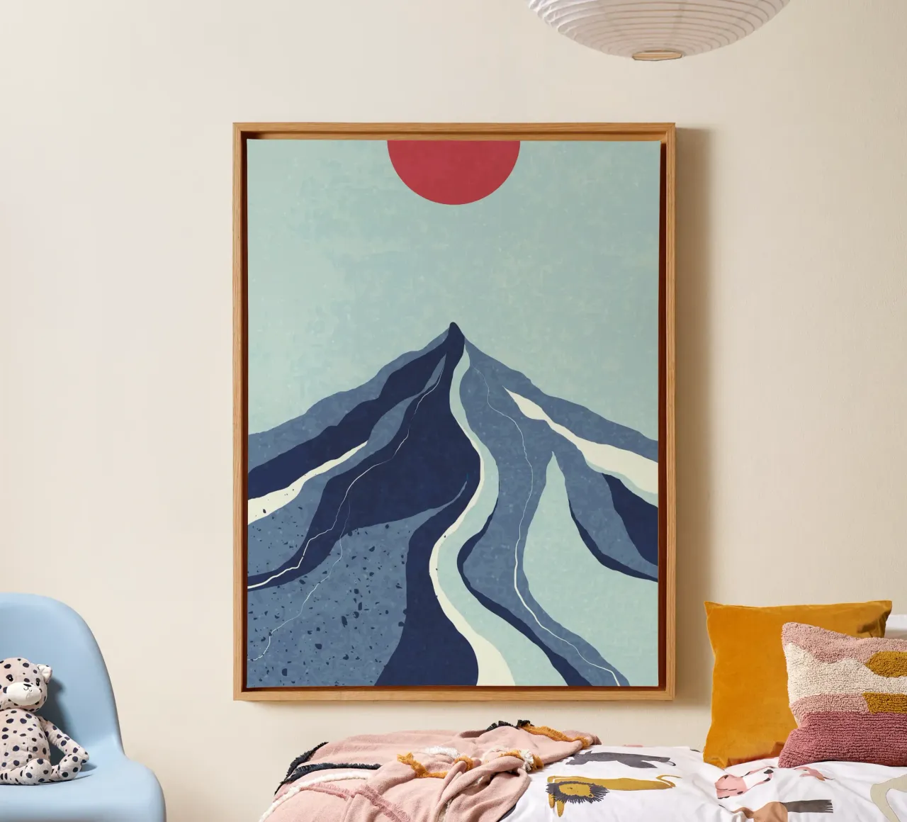 Abstract mountain landscape - blue & red canvas by Whole©