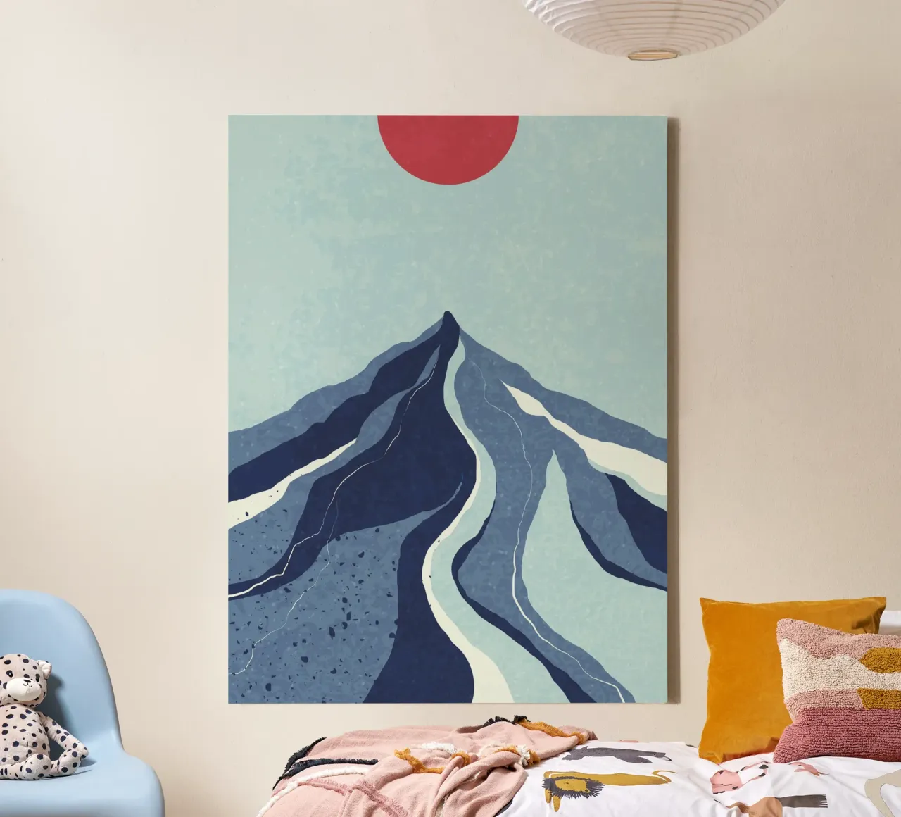 Abstract mountain landscape - blue & red canvas by Whole©