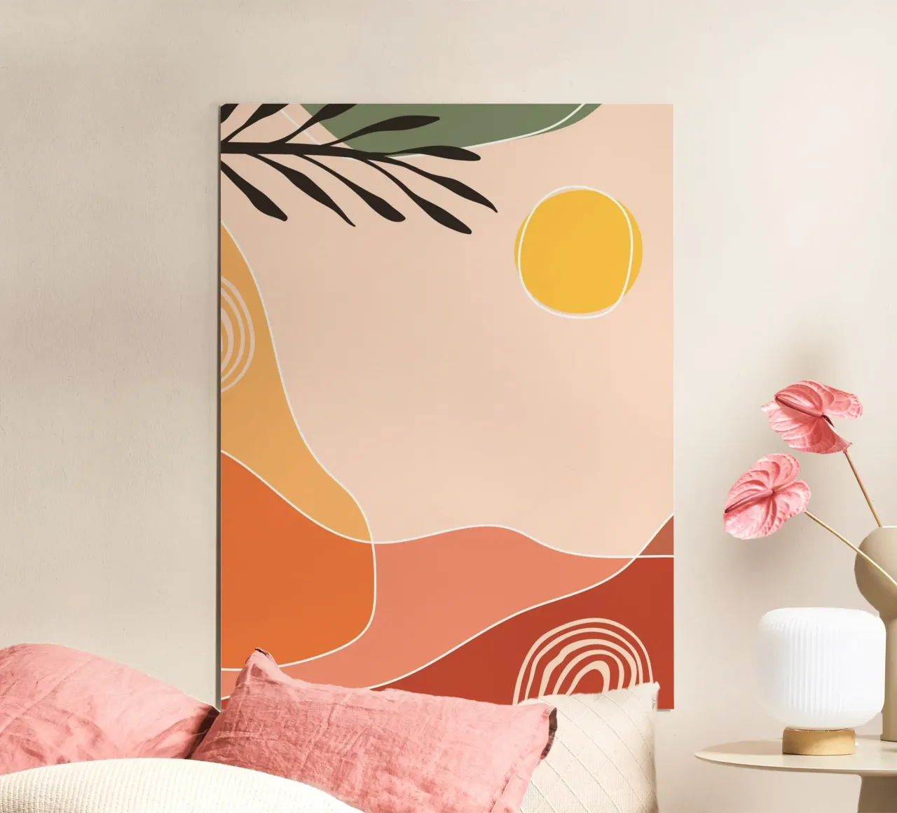 Boho sunscape - Abstracte kunst poster met kunststof frame van Whole©