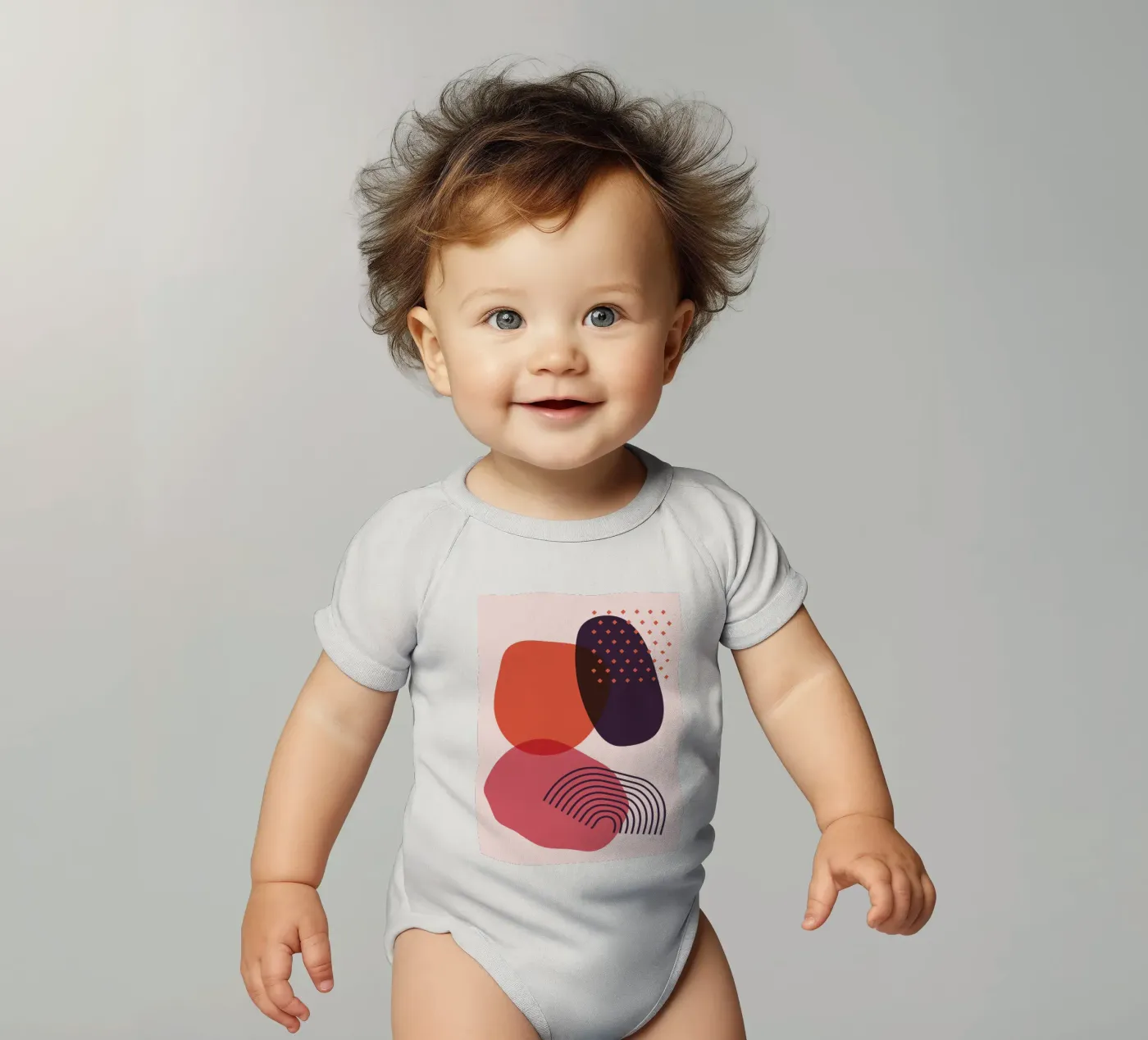 Abstracte vormen - Creatieve compositie babyrompertje korte mouwen van Whole©