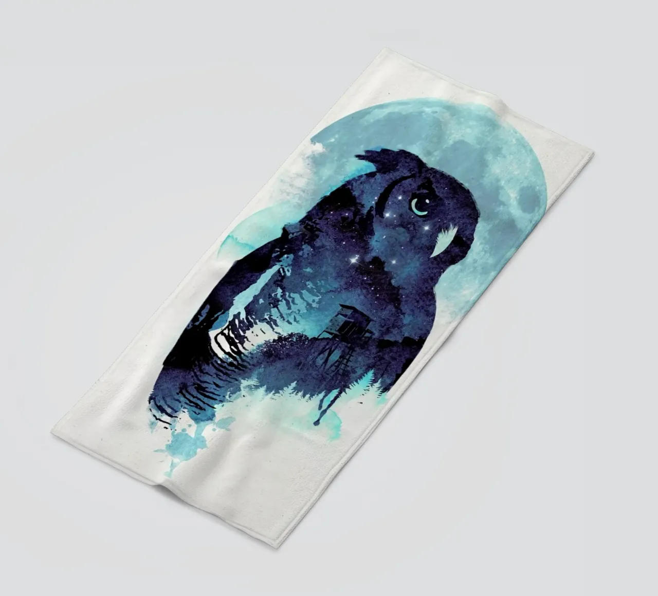 Midnight owl beach towel by Róbert Farkas