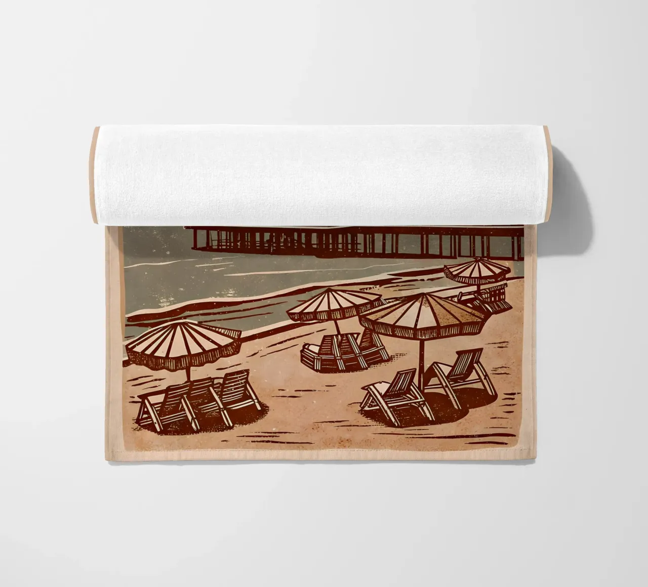 Illustrazione retrò del mare - Relax da spiaggia telo mare da Jester Krew Art