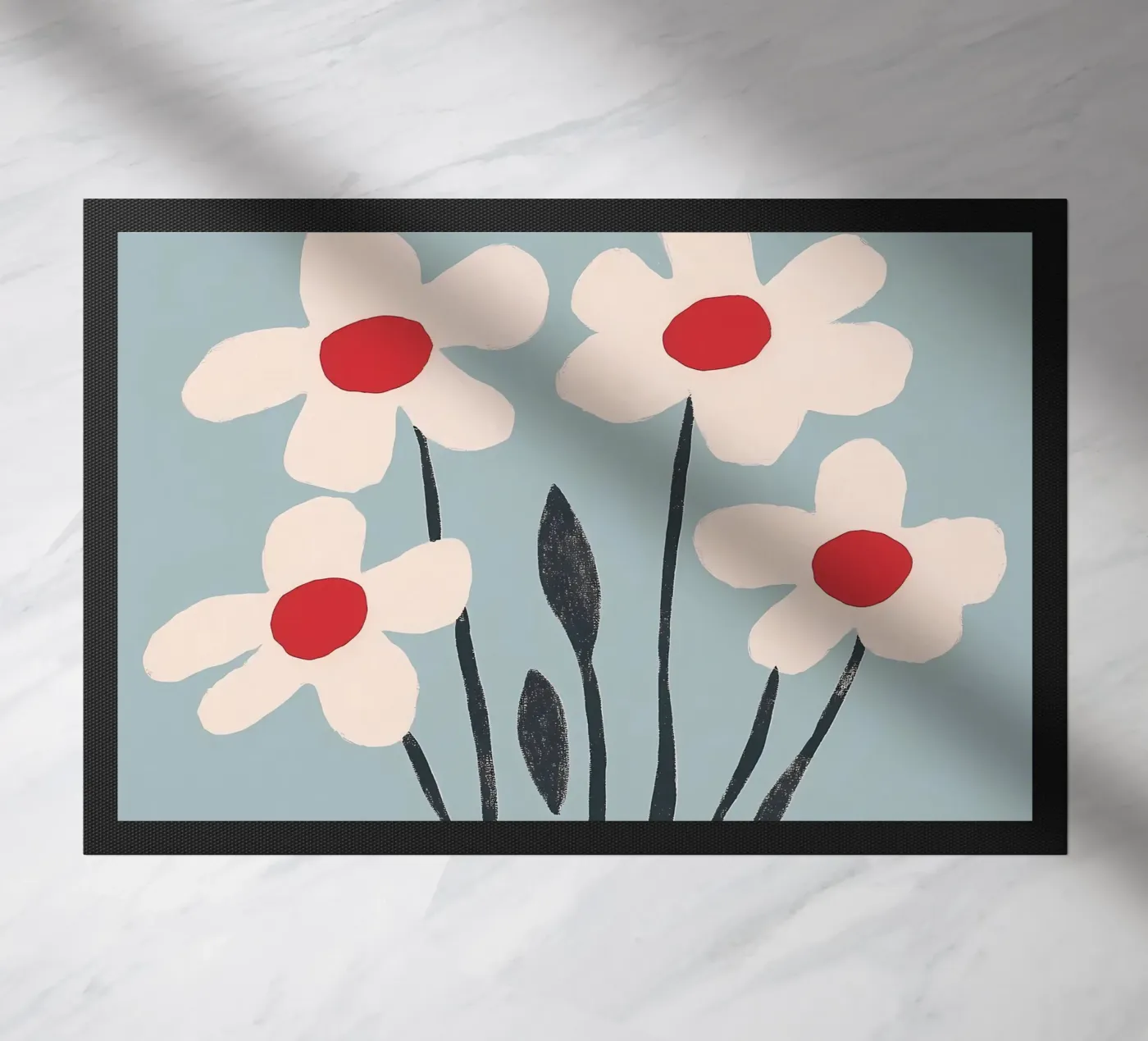 Fiori bianchi e blu zerbino da IamHomeStudio