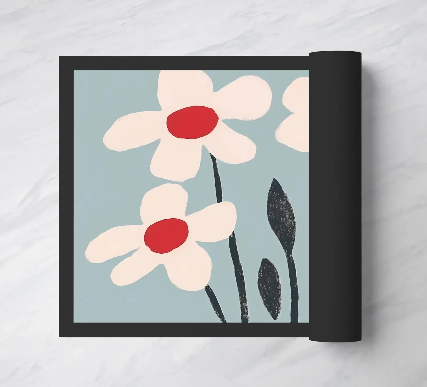 Fiori bianchi e blu zerbino da IamHomeStudio