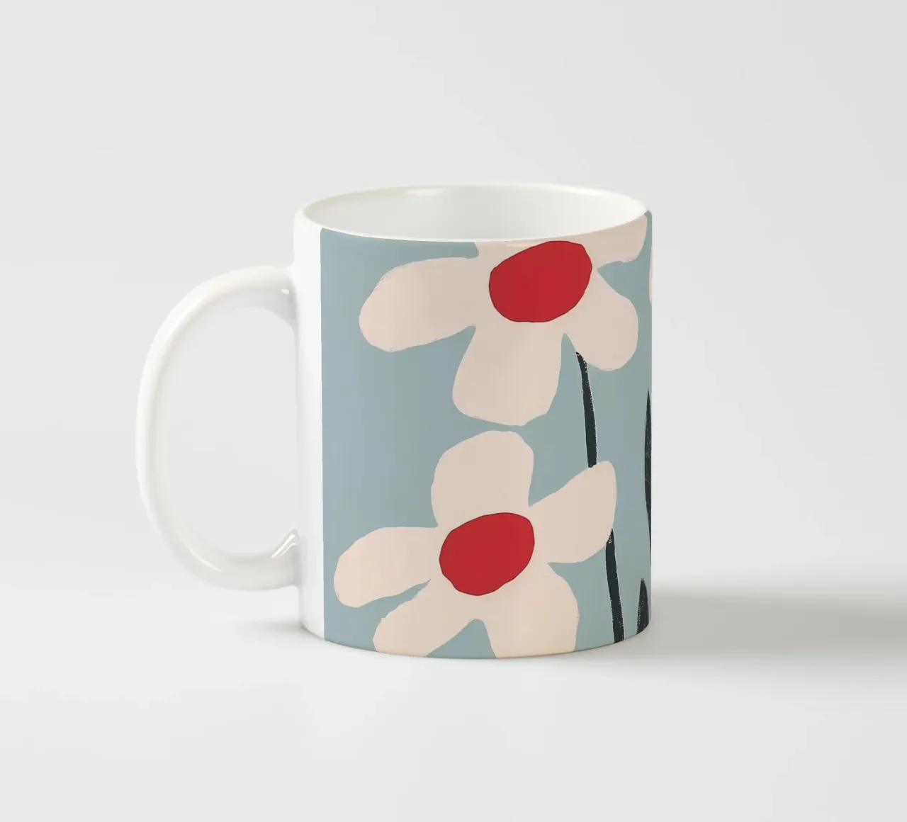 Fiori bianchi e blu tazza in ceramica da IamHomeStudio