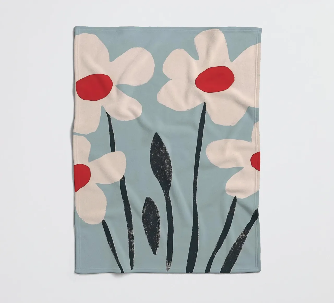 Fiori bianchi e blu coperta in pile da IamHomeStudio