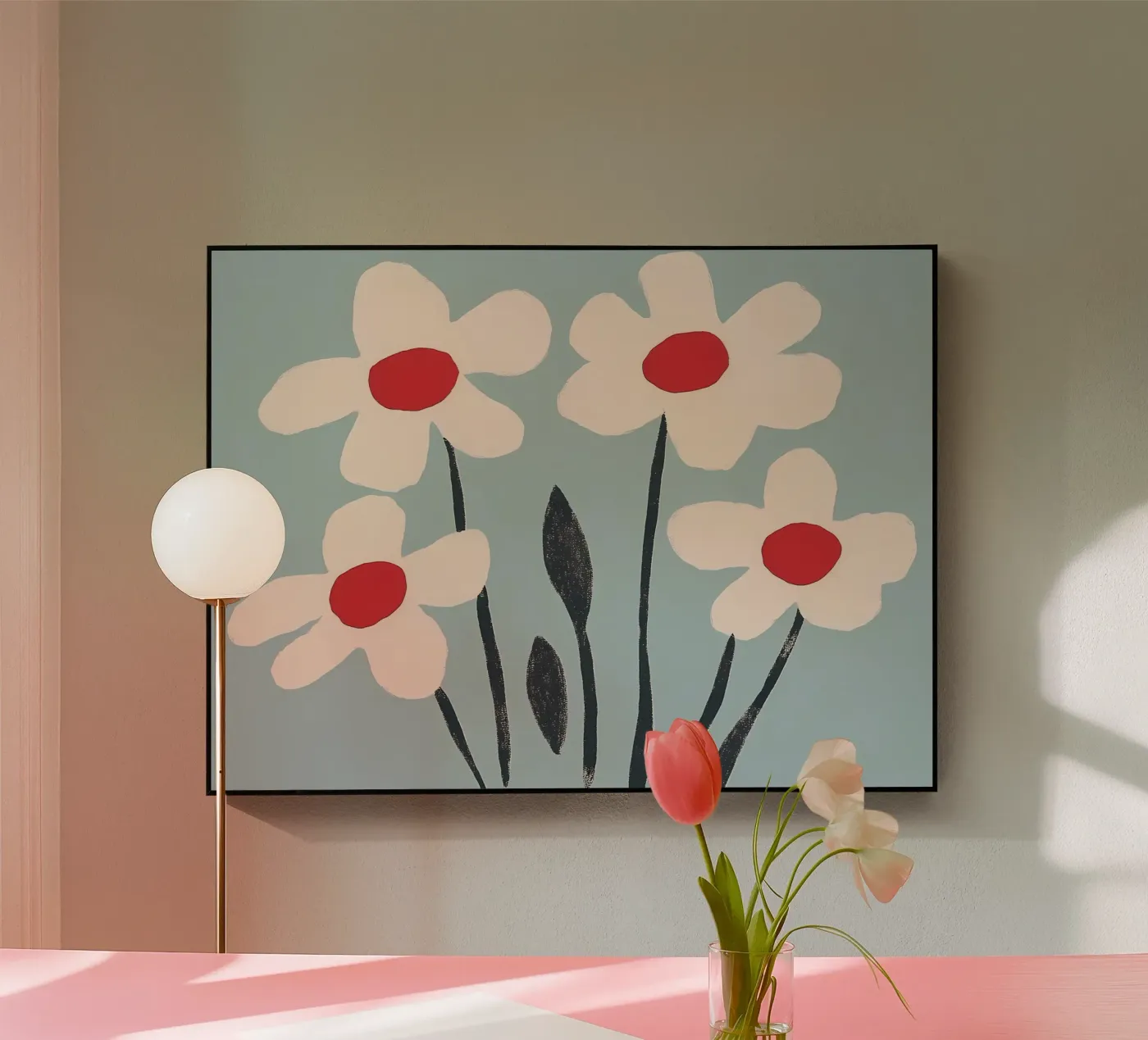 Flowers White and Blue acrylic glass by IamHomeStudio