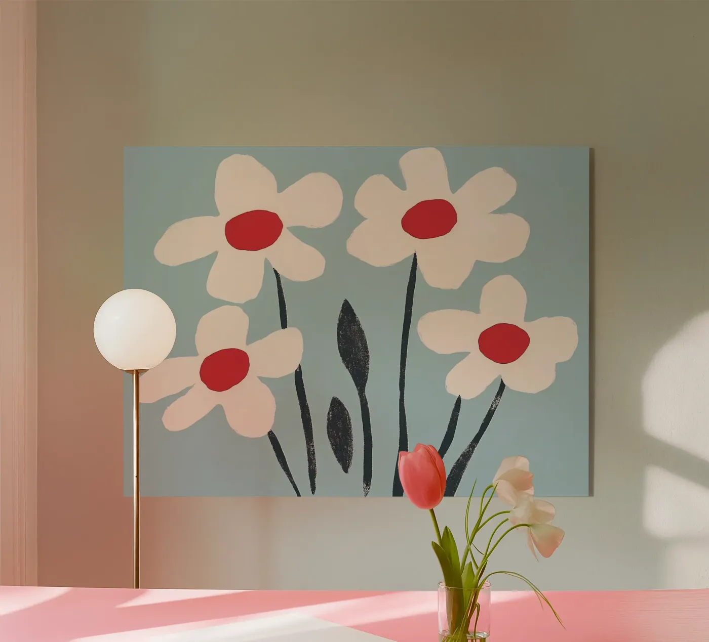 Flowers White and Blue acrylic glass by IamHomeStudio