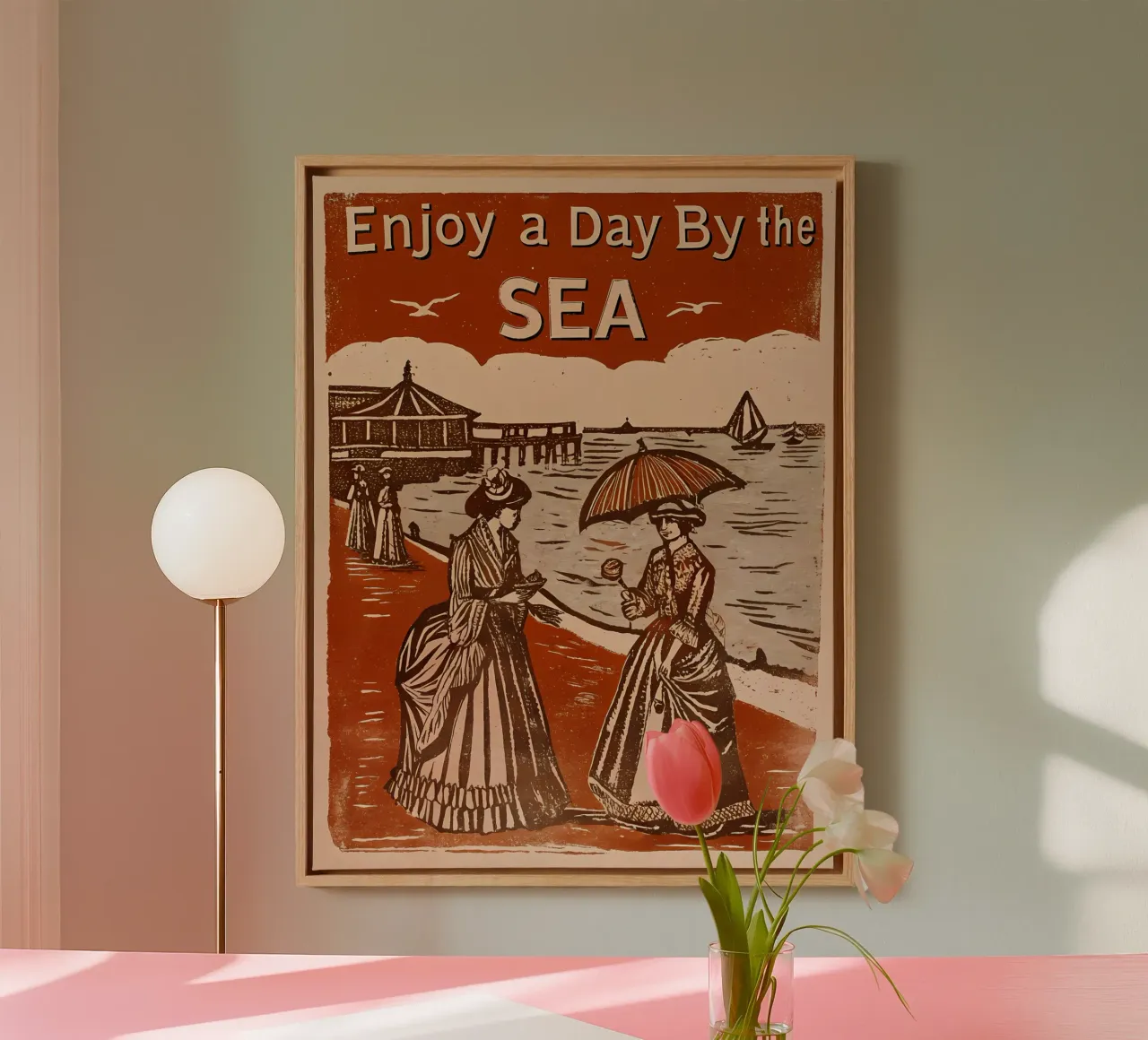 Victorian Seaside Artwork - Timeless Charm canvas with Floater frame by Jester Krew Art
