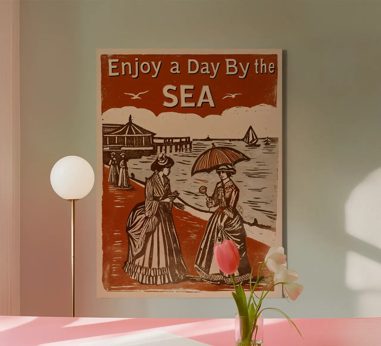 Victorian Seaside Artwork - Timeless Charm canvas with Floater frame by Jester Krew Art
