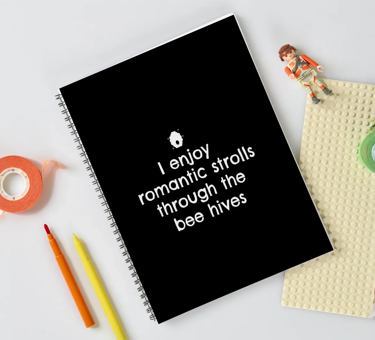 I enjoy romantic strolls through the bee hives spiral notebook by happieeagle