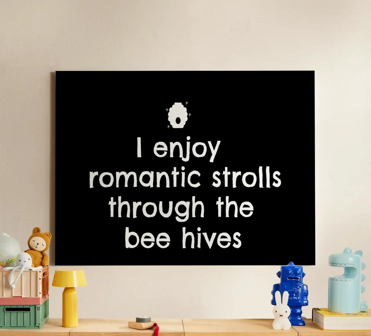 I enjoy romantic strolls through the bee hives canvas by happieeagle