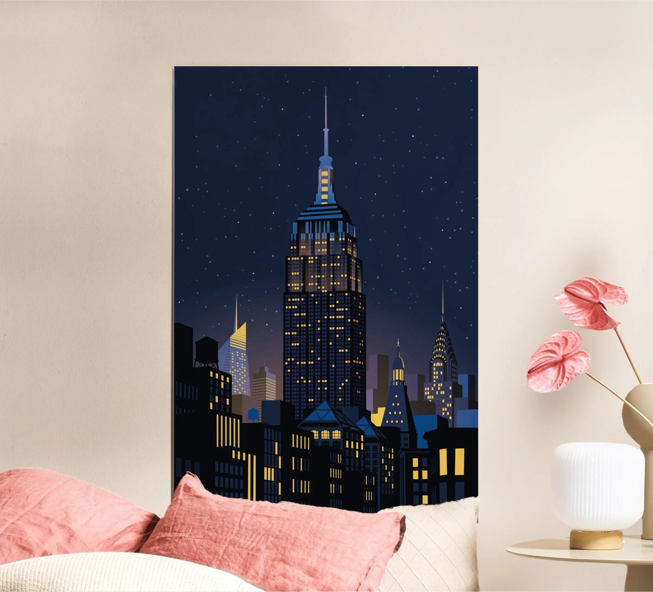Empire state building by night, New York City Poster von Remko Heemskerk