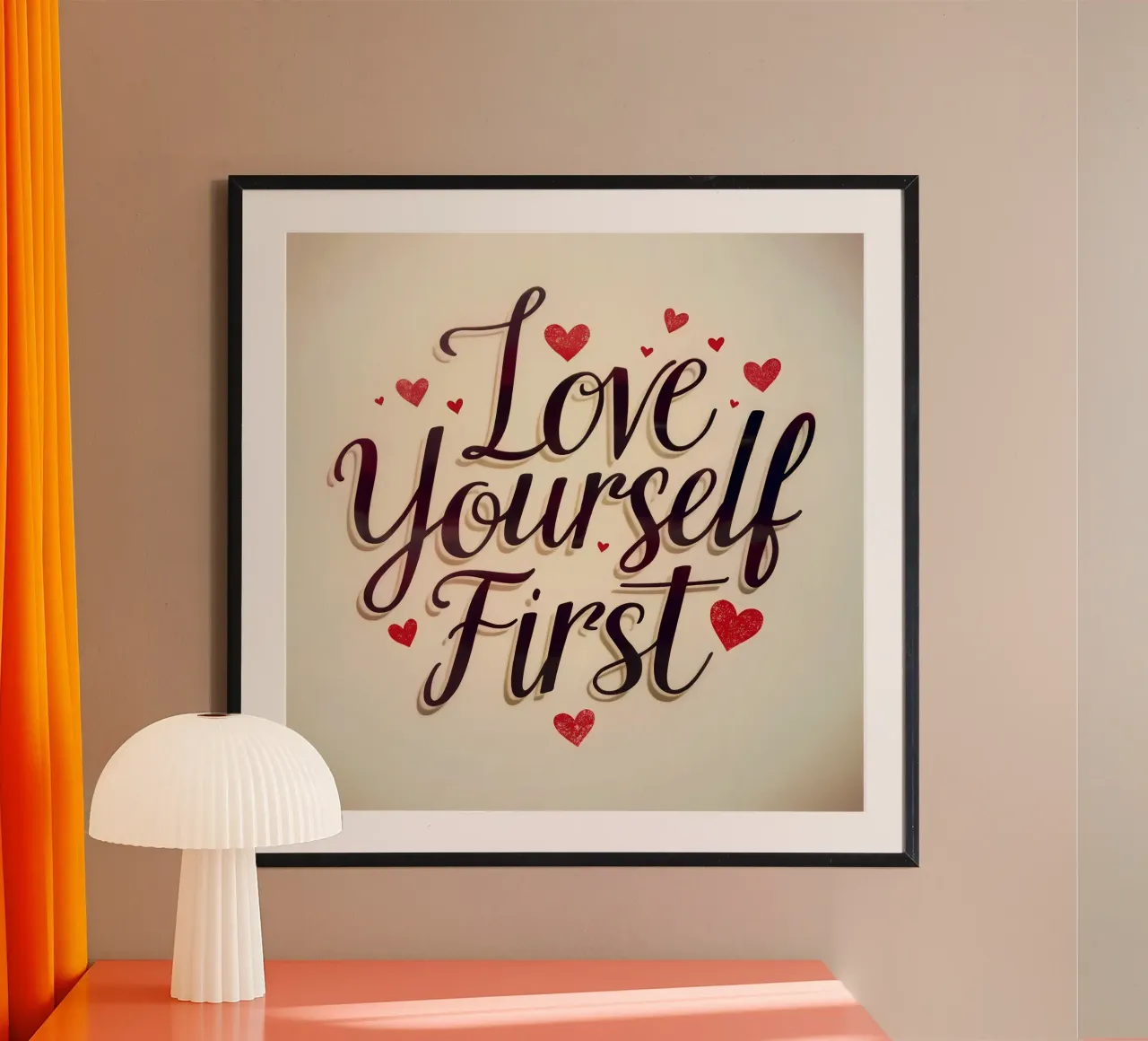 Amare prima di tutto se stessi poster con telaio in alluminio da inspirational quote
