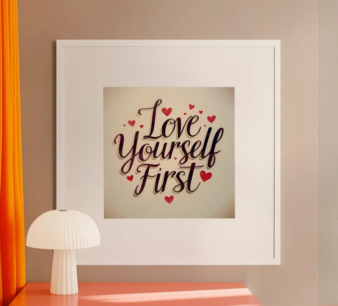Amare prima di tutto se stessi poster con telaio in alluminio da inspirational quote