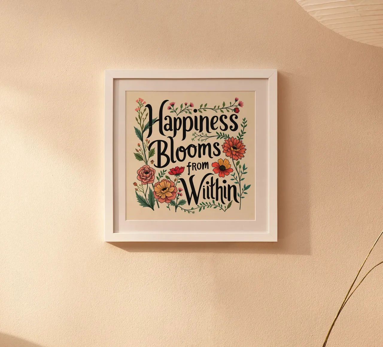 Happiness Blooms from Within hahnemühle by inspirational quote