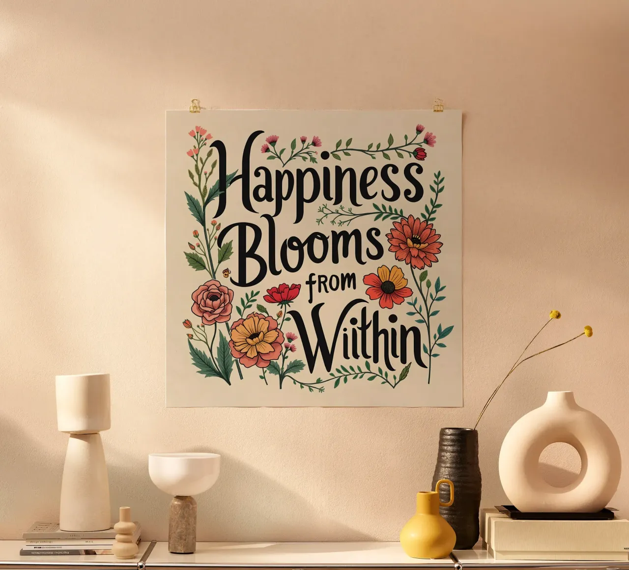 Happiness Blooms from Within hahnemühle by inspirational quote