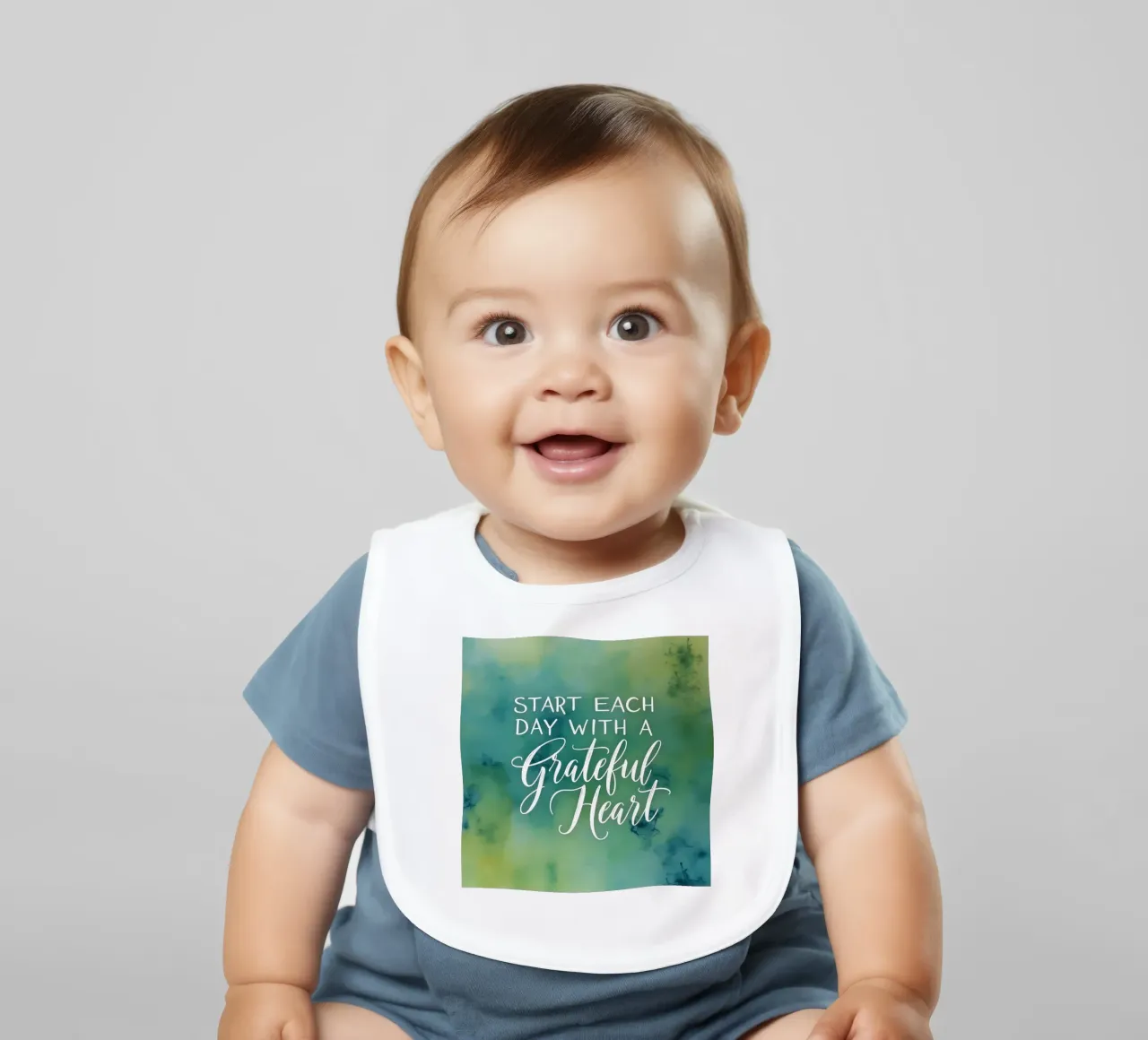 Begin elke dag met een dankbaar hart baby slabbetje van inspirational quote