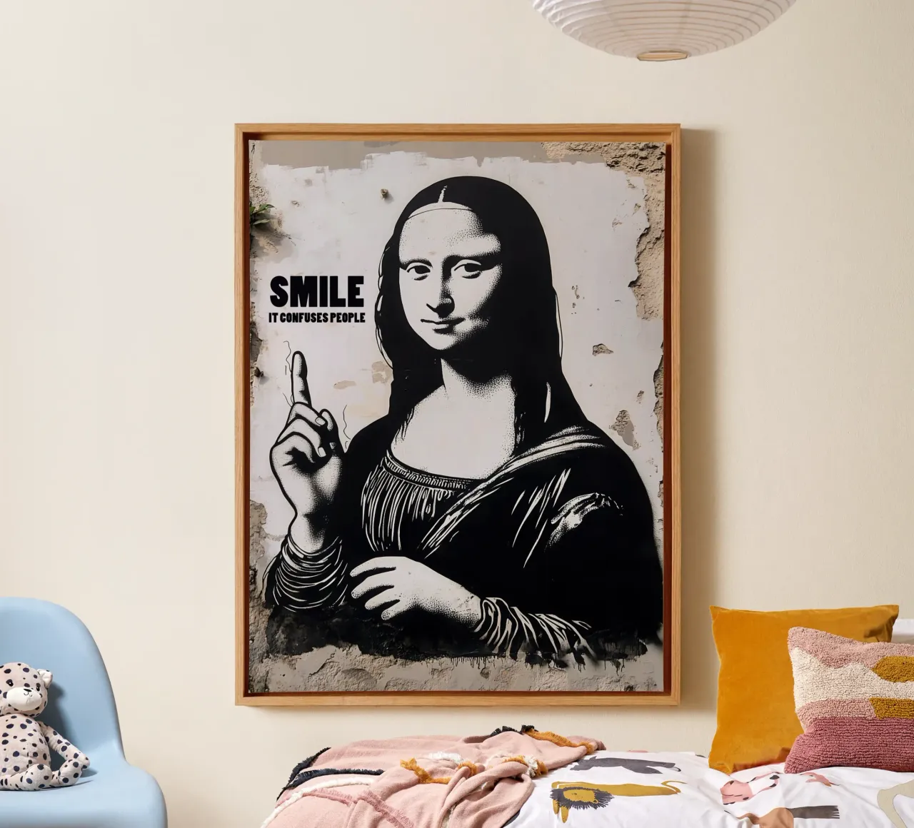 Why Mona Lisa Smiles | Street Art Graffiti canvas with Floater frame by Autofocus