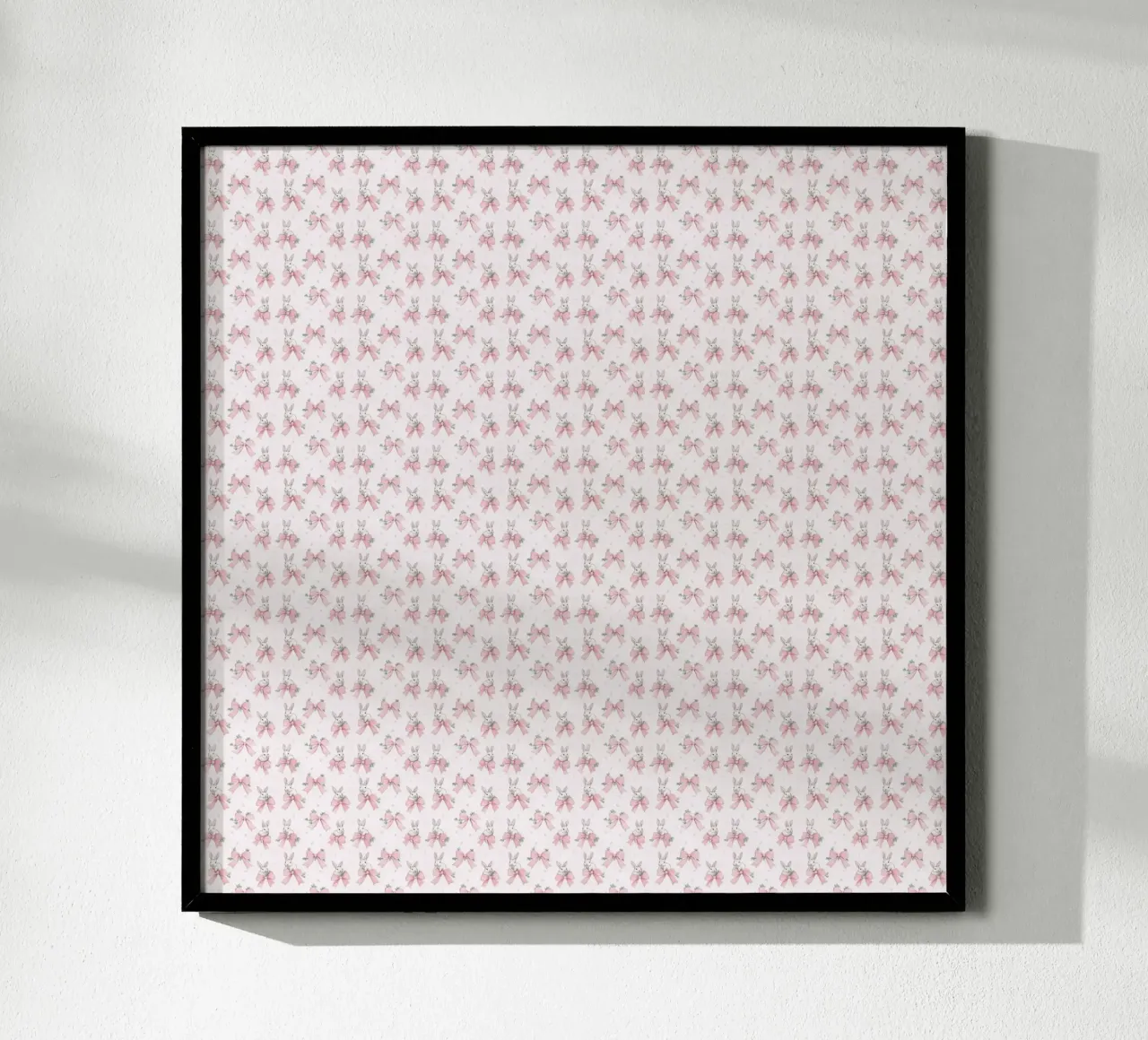 Cute Rabbit Easter Bunny fiocchi rosa Coquette Retro Floral poster con telaio in plastica da Gentle Echoes Art