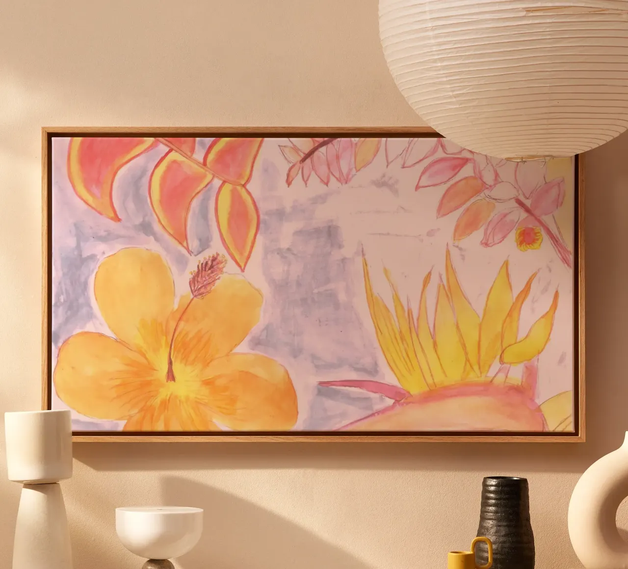 💡Néon Fleurs des îles 🏝️ tela con Cornice a cassetta da Riry Duwaa