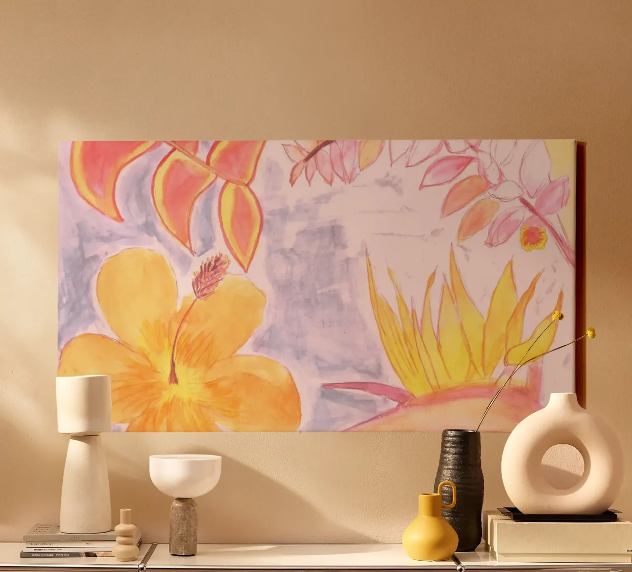💡Néon Fleurs des îles 🏝️ tela con Cornice a cassetta da Riry Duwaa