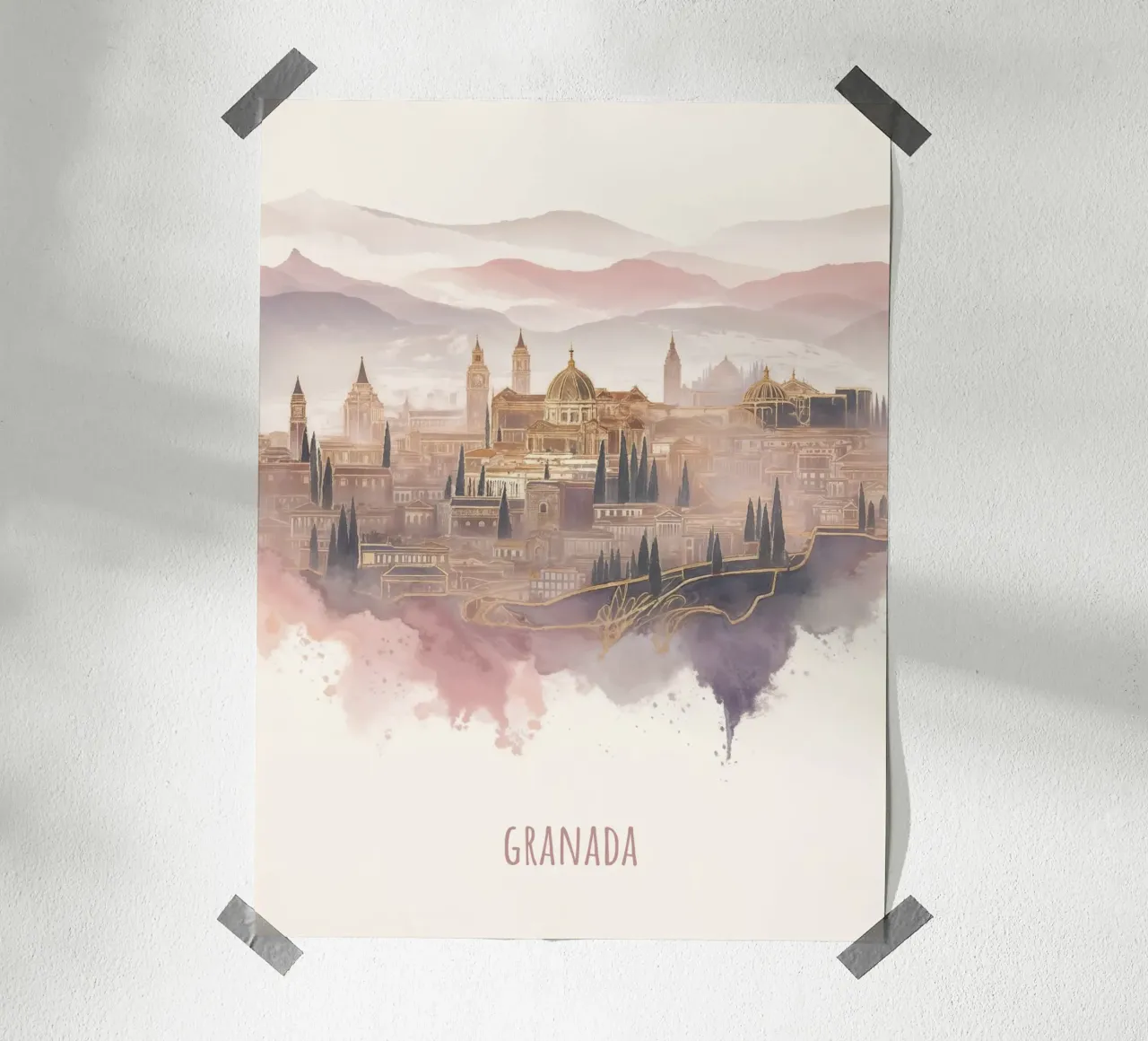 Granada città minimalista e moderna poster con telaio in plastica da WijdevenDesign