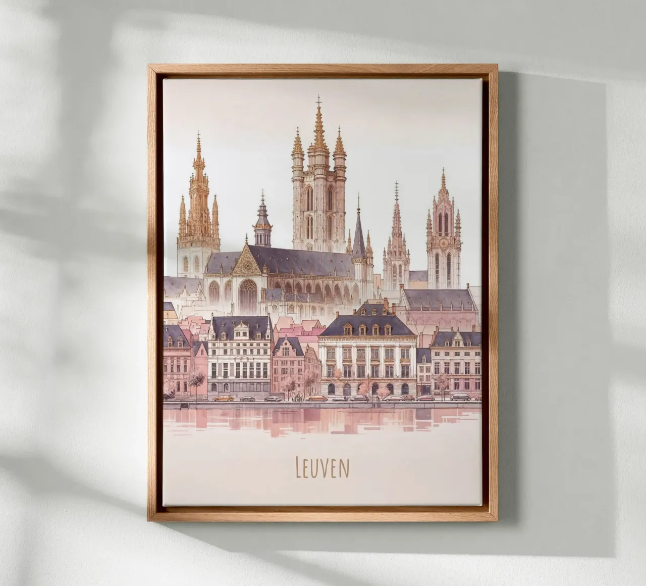 Punti di riferimento moderni e minimalisti della città di Leuven tela con Cornice a cassetta da WijdevenDesign