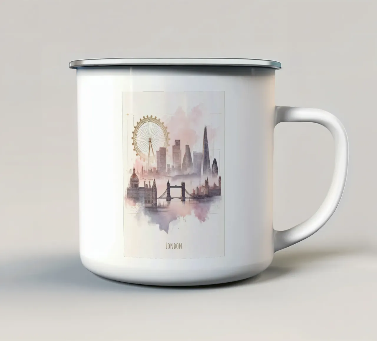 Punti di riferimento moderni e minimalisti della città di Londra tazza in smalto da WijdevenDesign