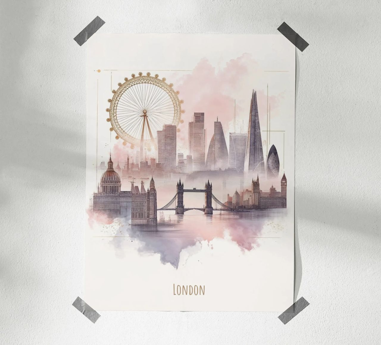 London City minimalist modern landmarks poster by WijdevenDesign