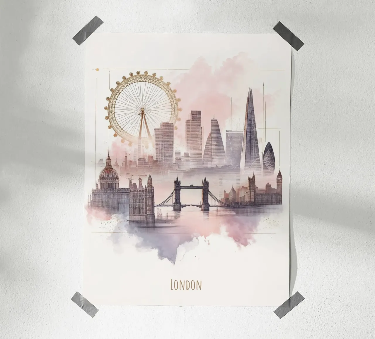 Punti di riferimento moderni e minimalisti della città di Londra poster da WijdevenDesign