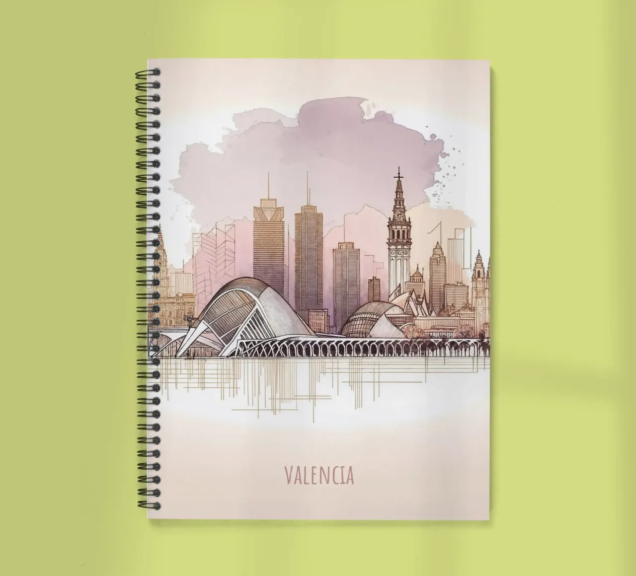 Valencia City minimalist modern landmarks spiral notebook by WijdevenDesign
