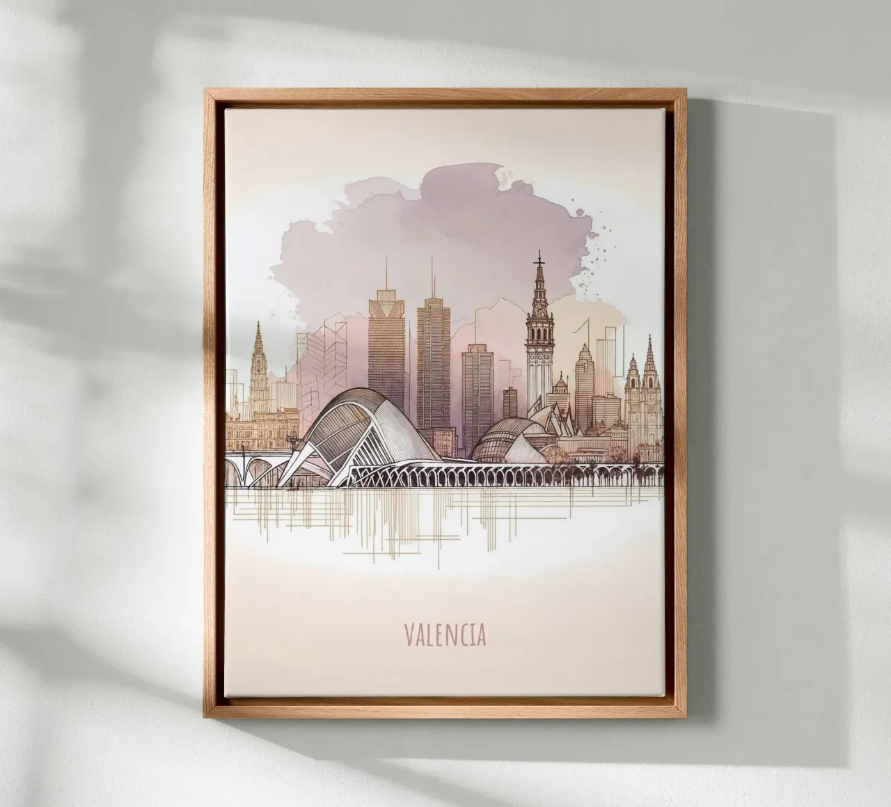 La città di Valencia: punti di riferimento moderni e minimalisti tela con Cornice a cassetta da WijdevenDesign