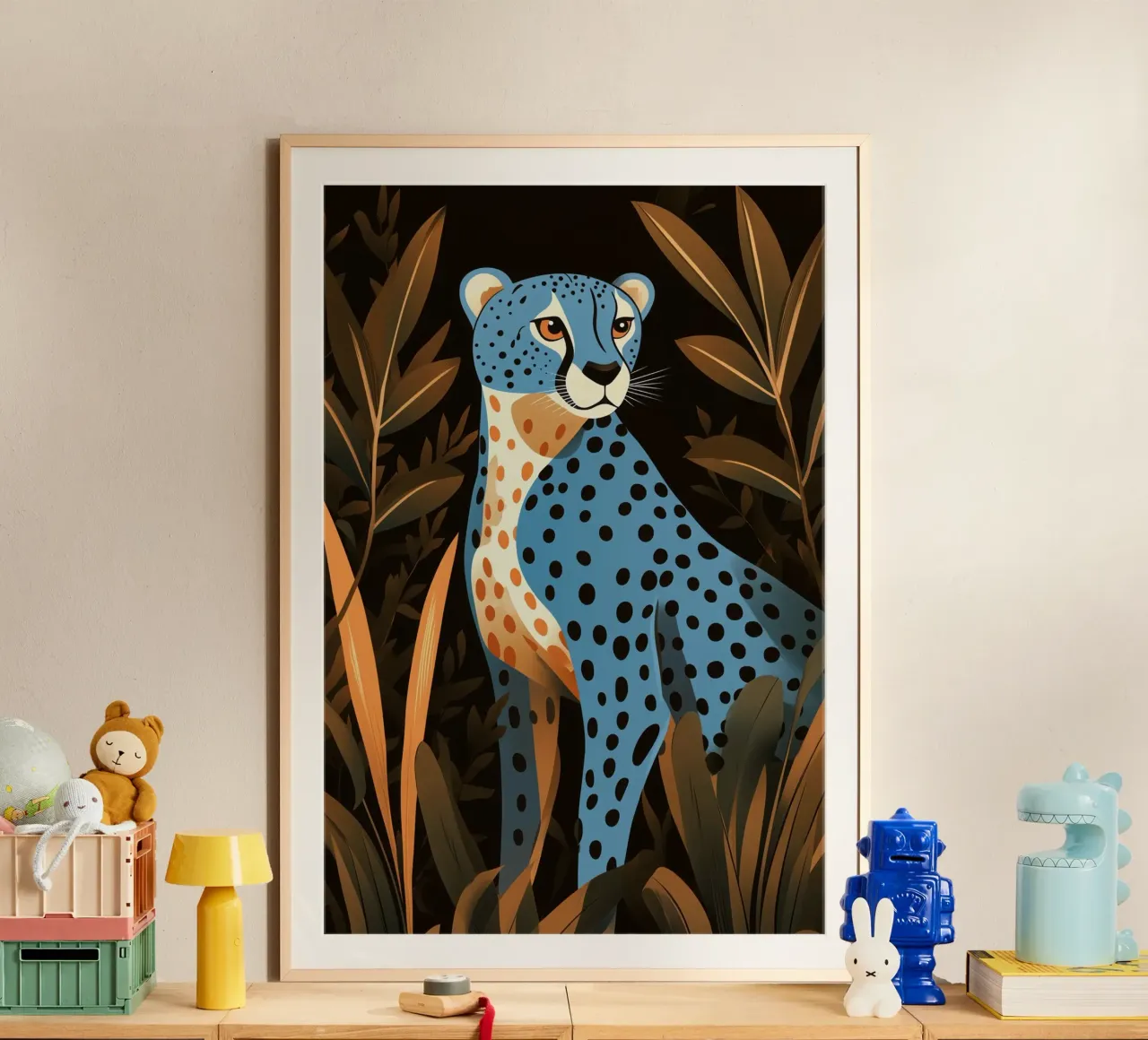 Decorative Blue Polka Dot Cheetah hahnemühle by Autofocus