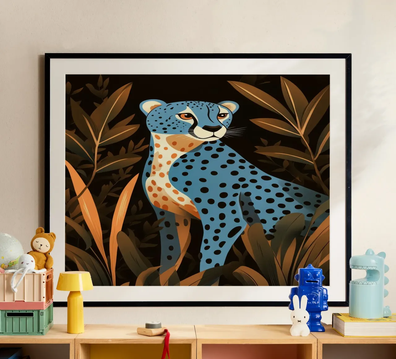 Decorative Blue Polka Dot Cheetah hahnemühle by Autofocus
