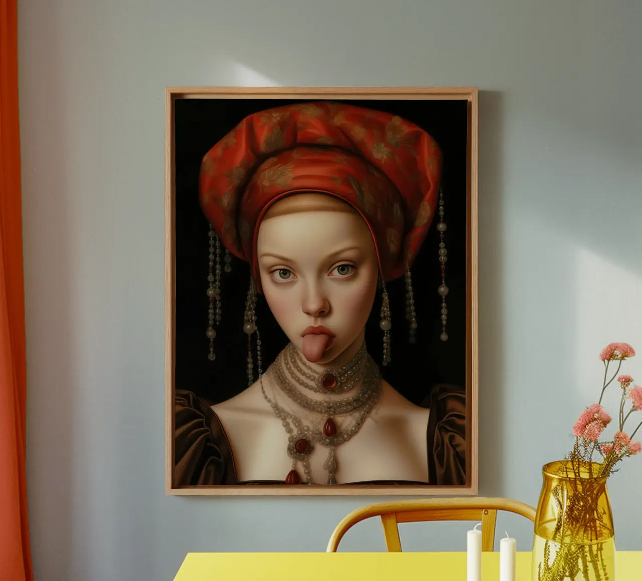 Portrait einer unartigen Prinzessin | Renaissance Malerei Leinwand mit Schattenfugenrahmen von Autofocus