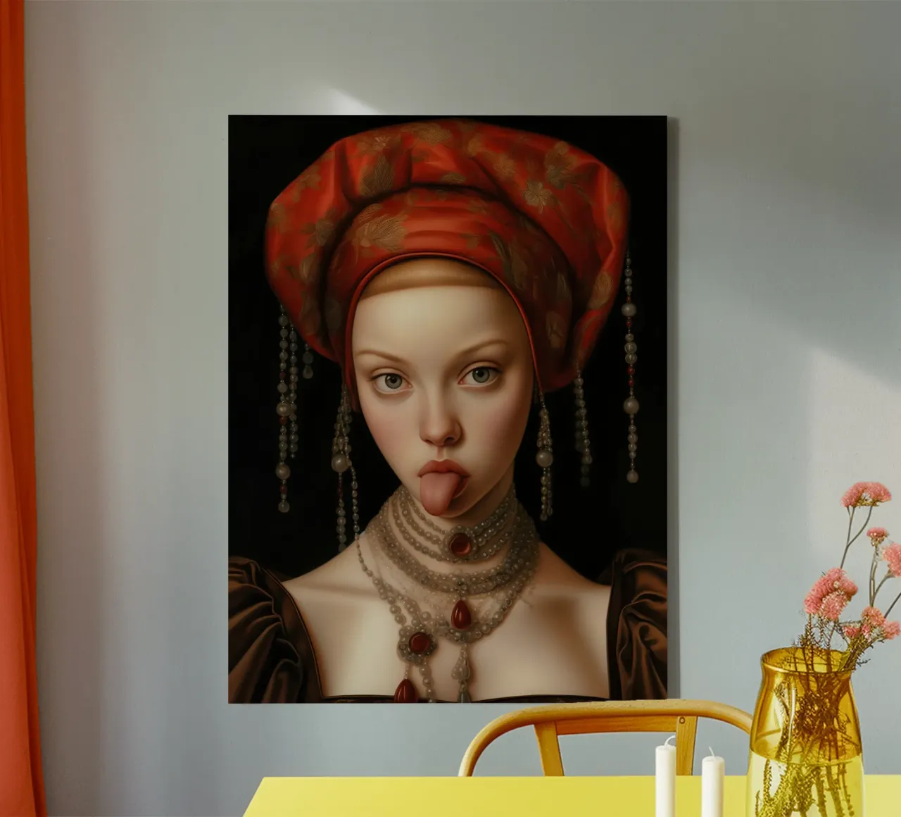 Portrait einer unartigen Prinzessin | Renaissance Malerei Leinwand mit Schattenfugenrahmen von Autofocus