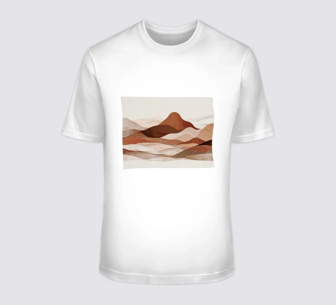 Paesaggio montano astratto in un colore neutro beige-terra - marrone t-shirt da WijdevenPrints