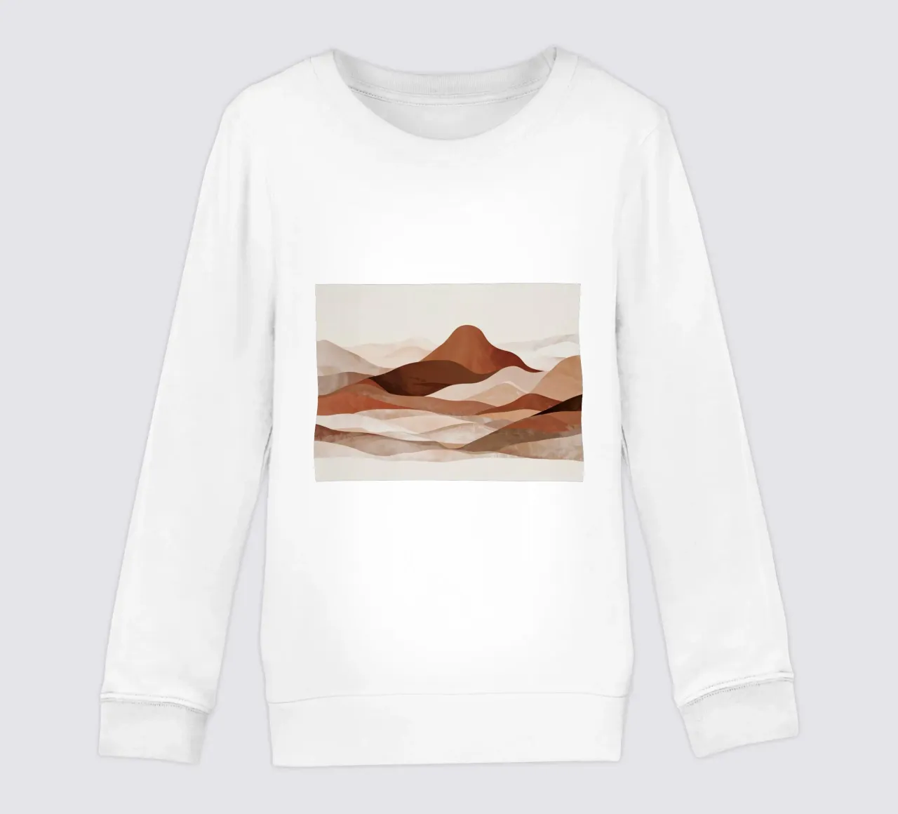 Paesaggio montano astratto in un colore neutro beige-terra - marrone felpa bambino da WijdevenPrints