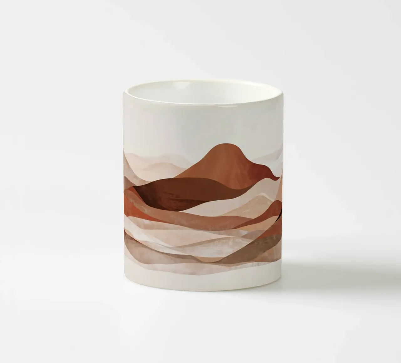 Paesaggio montano astratto in un colore neutro beige-terra - marrone tazza in ceramica da WijdevenPrints