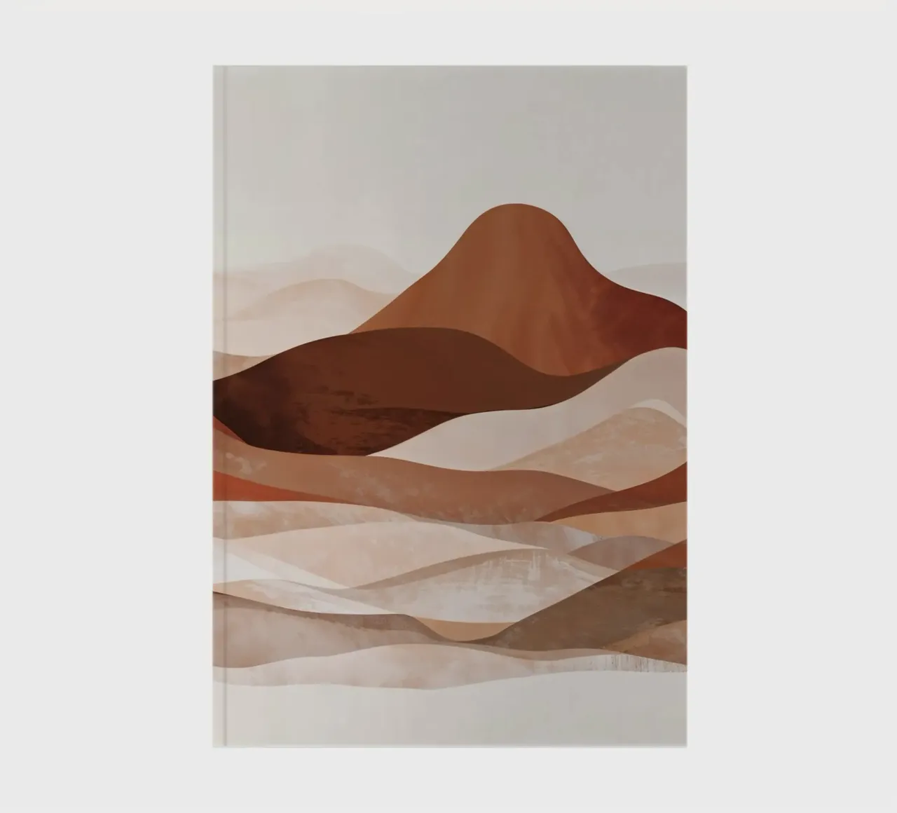 Abstract berglandschap in neutraal beige - bruin notitieboek van WijdevenPrints