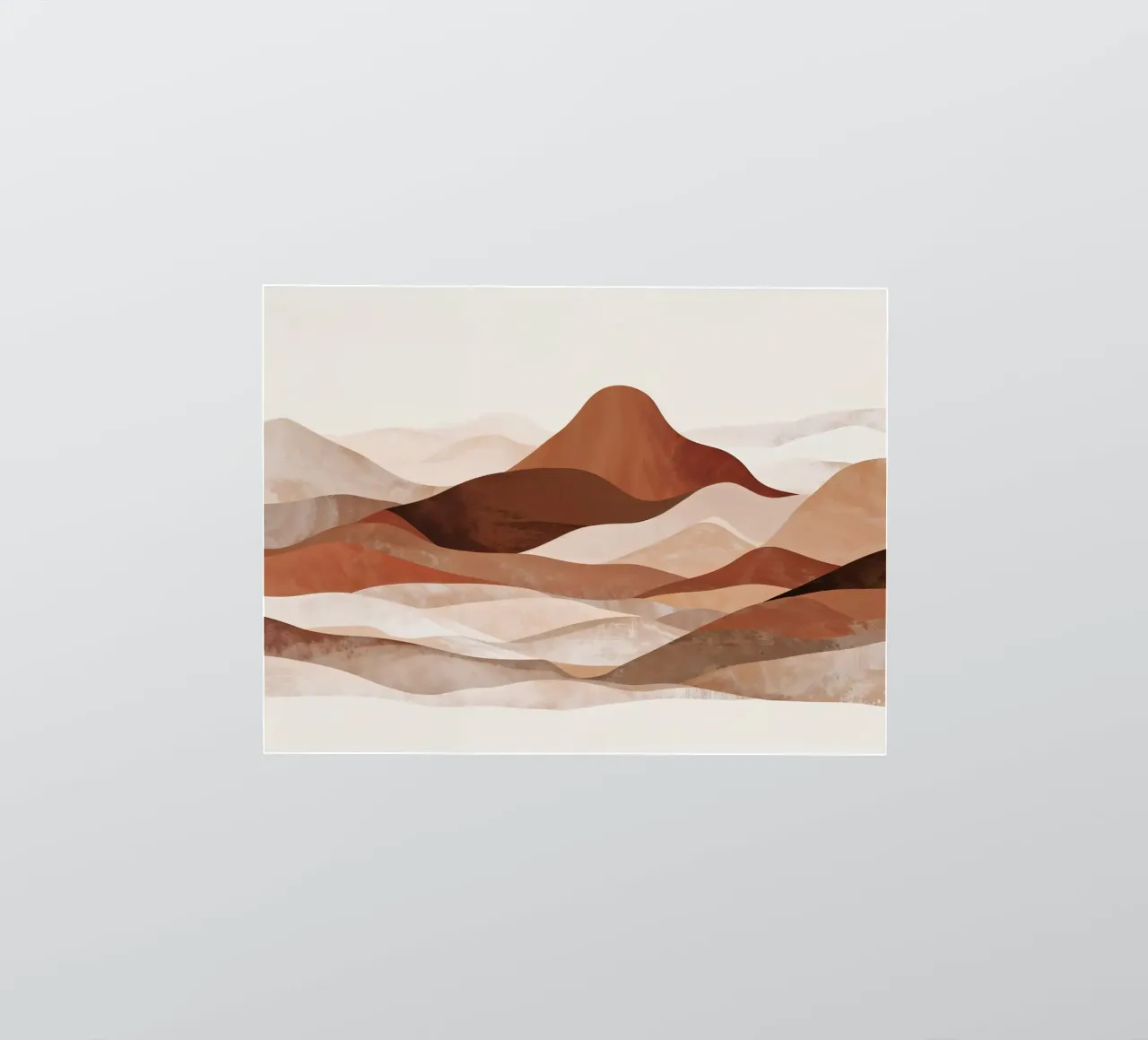 Abstract mountain landscape in neutral earthy beige - brown sticker by WijdevenPrints