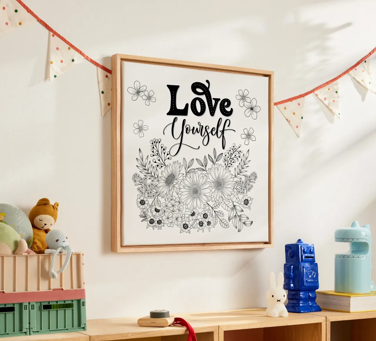 Aimez-vous. Affirmations positives et dessins au trait. toile avec Caisse américaine de CalliLetters