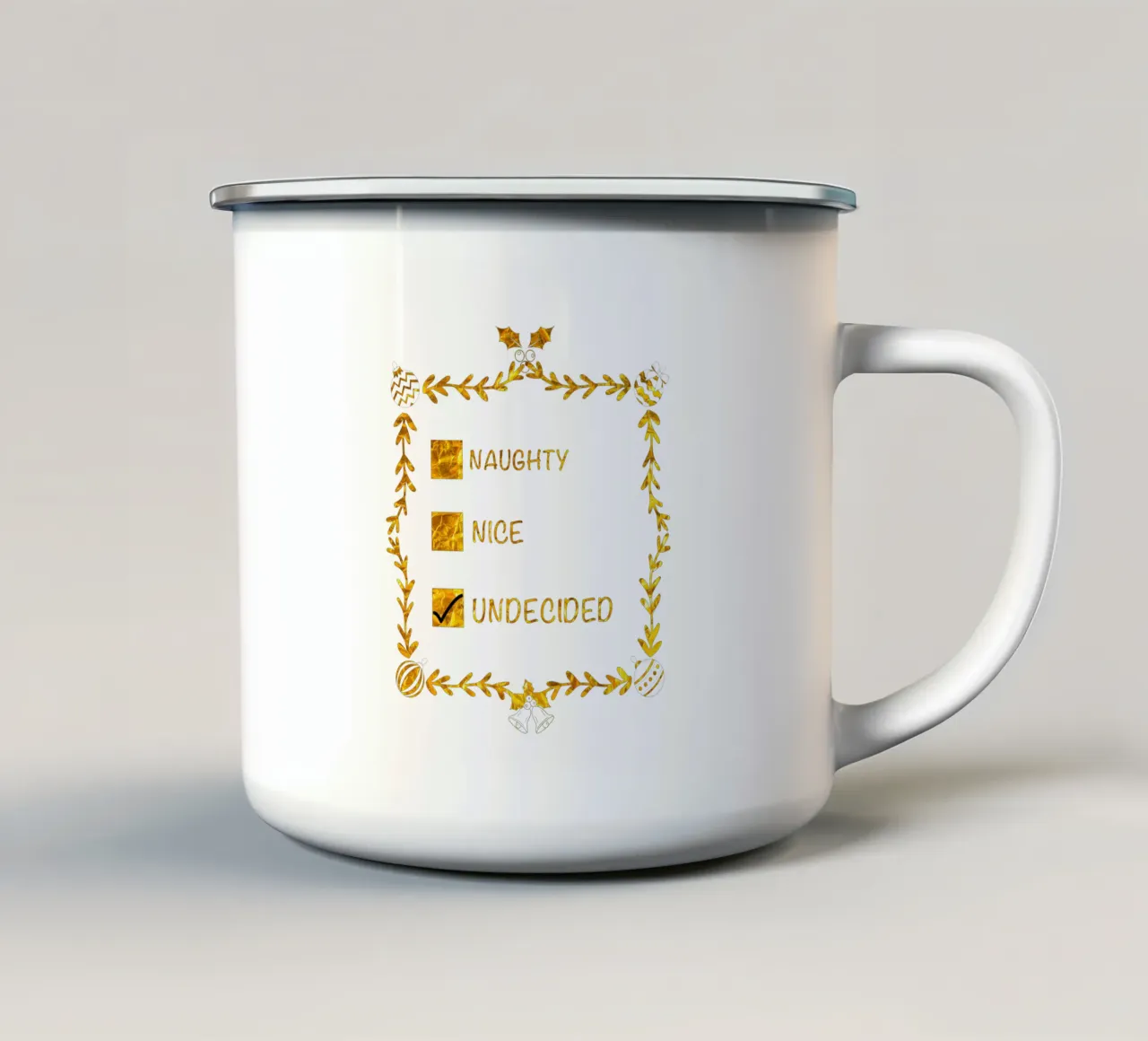 BABBO NATALE È CATTIVO O BUONO tazza in smalto da ARTOMATIC