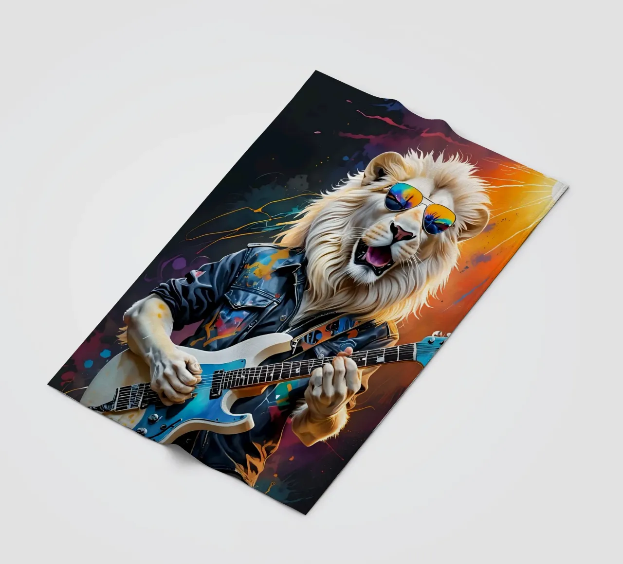 Löwe spielt Gitarre Fleecedecke von MakArena