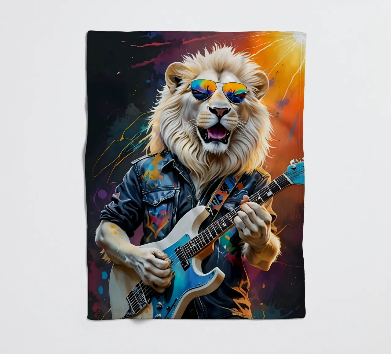 Löwe spielt Gitarre Fleecedecke von MakArena