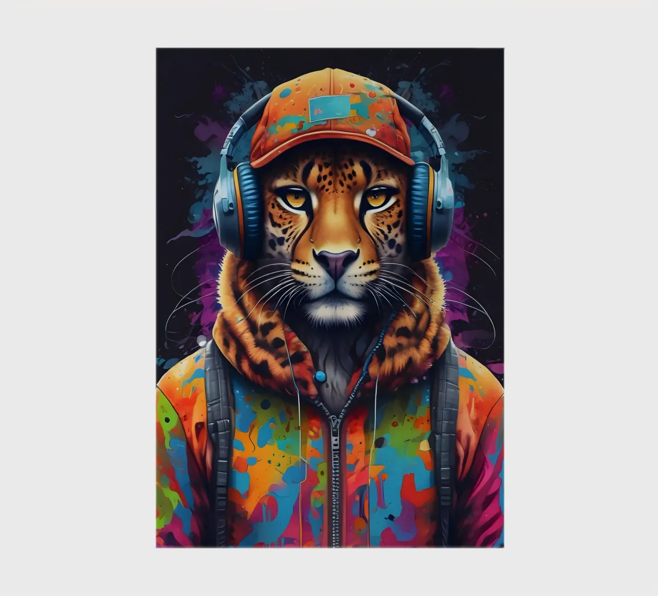 Leopard in headphones notebook by MakArena