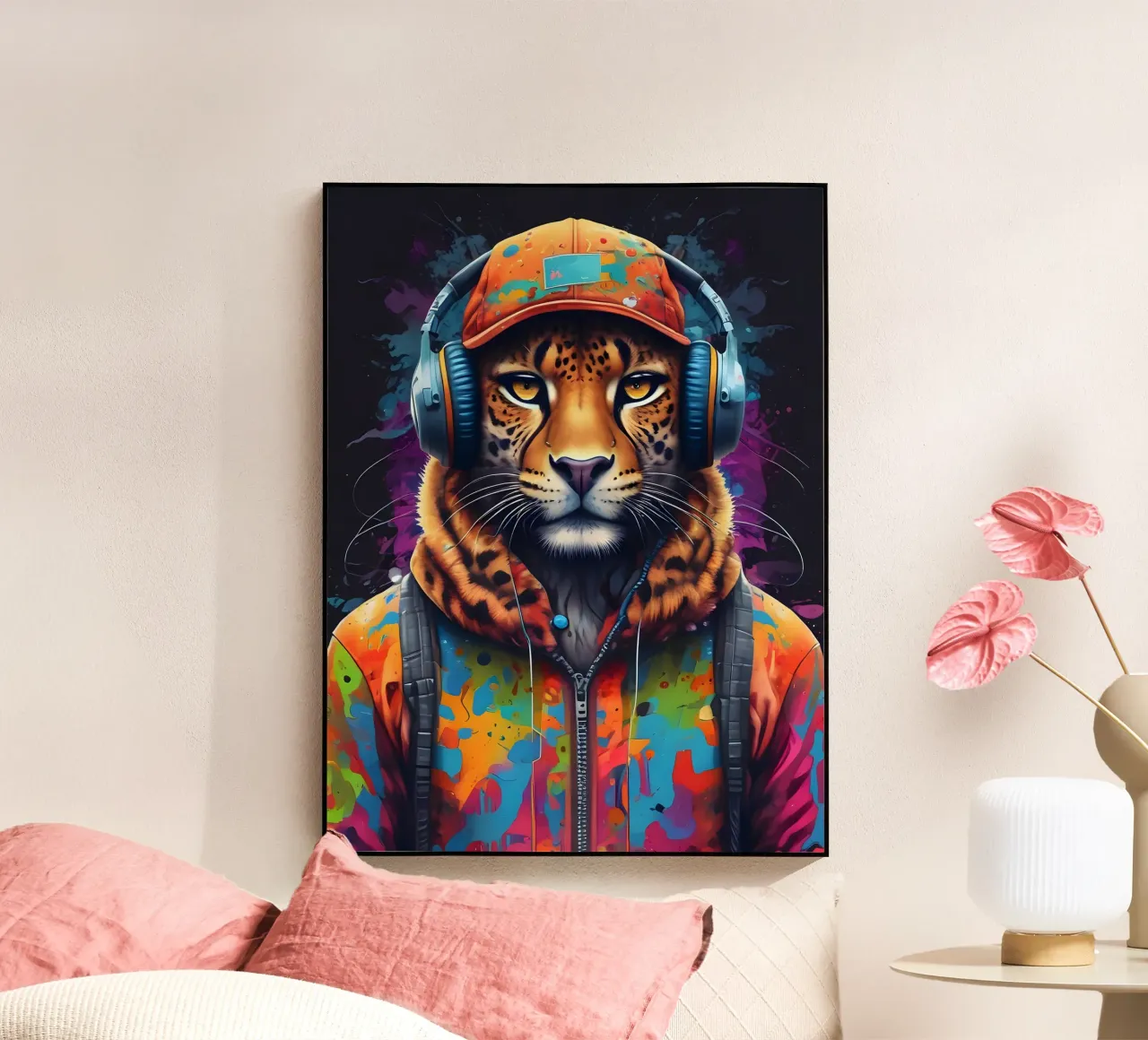 Leopardo in cuffia plexiglass da MakArena