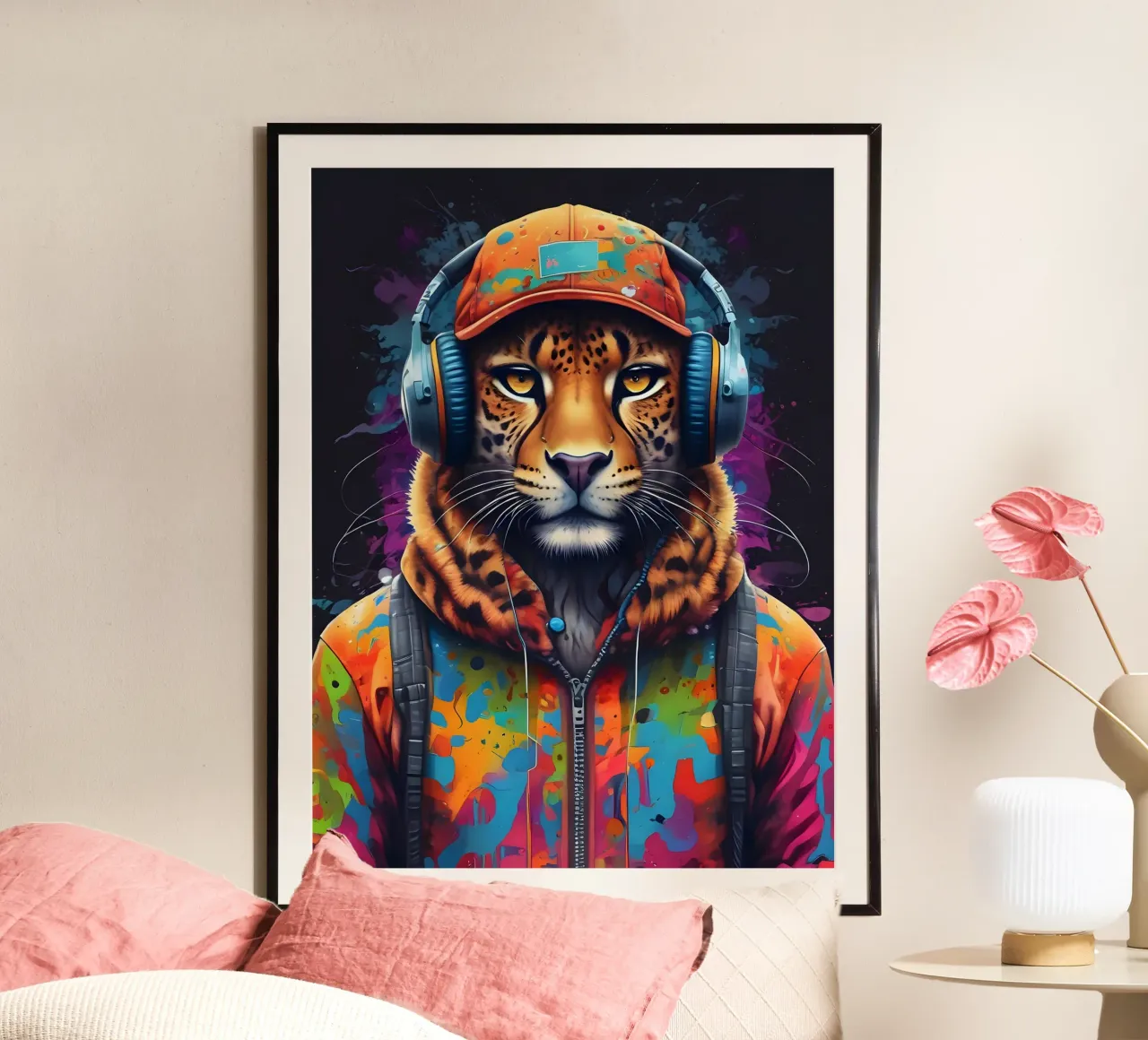 Leopardo in cuffia carta hahnemühle da MakArena