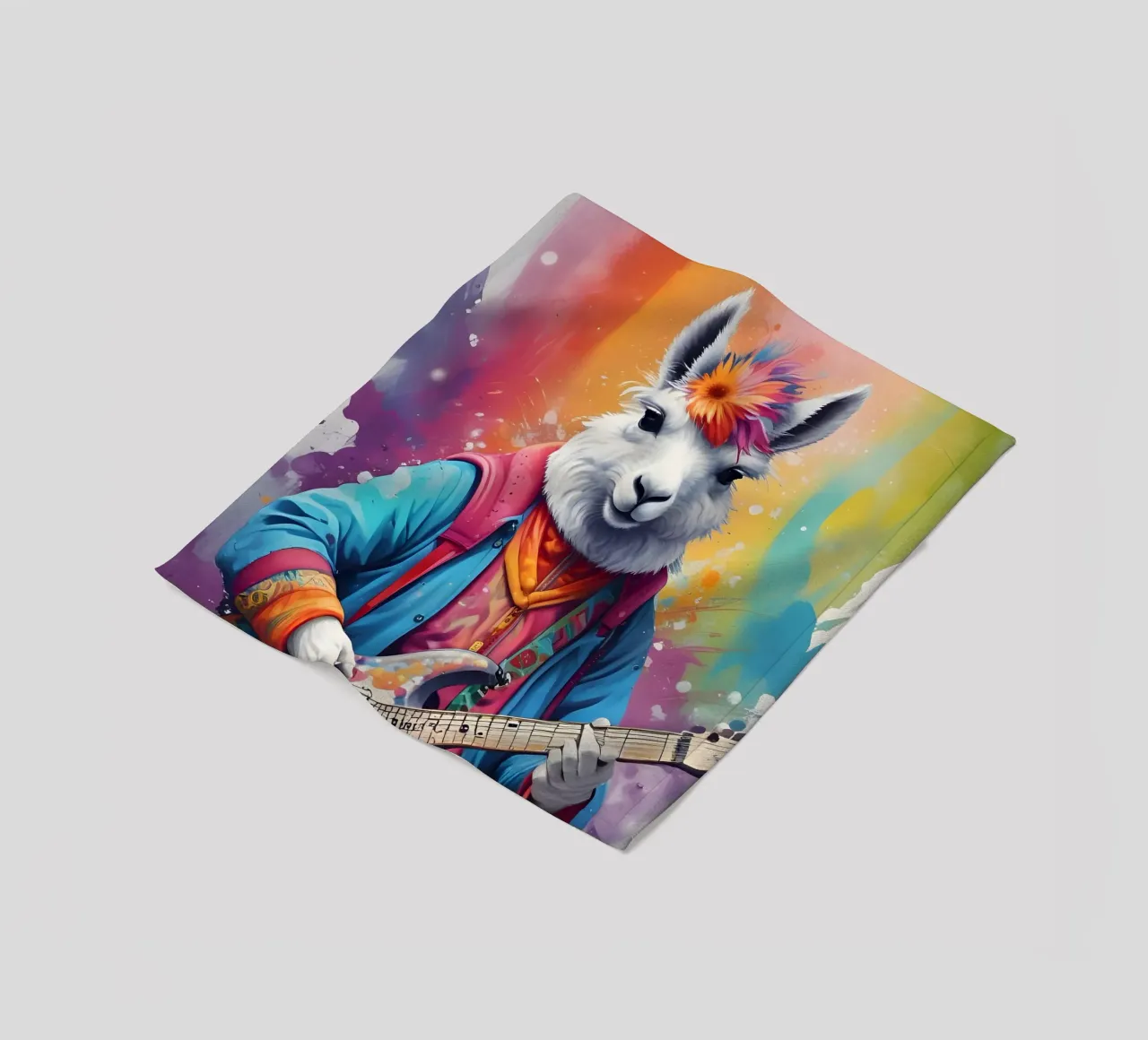 Lama suona la chitarra coperta in pile da MakArena